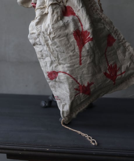 Cavalier Meiko Takahashi  / Pressed flower pouch bag "Nodding anemone" Poppy red / Me-23003