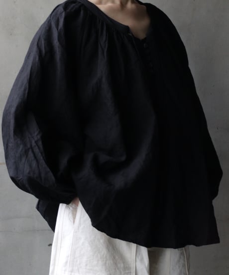 cavane キャヴァネ / Raglan puff-sleeve blouse Linen100天日干しブラウス / ca-26048