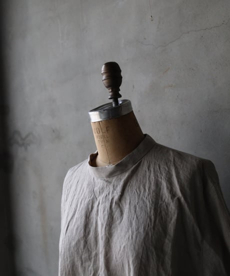 klauseクロイゼ / Belarus Linen Band Collar Shirt Long Dress/ kla-26001