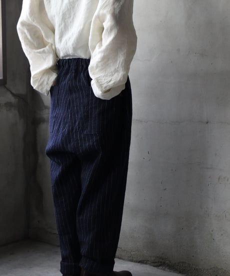 klauseクロイゼ / C/L Stripe Loose Fitting Tapered Trousers (平織/中厚手) / kla-25010