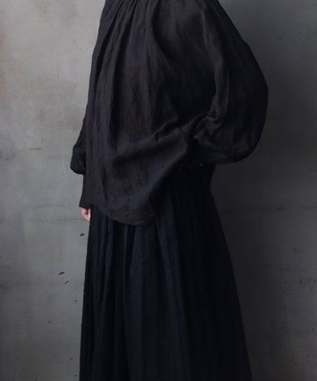 cavane キャヴァネ / Pull-over blouse with tie Linen100ブラウス / ca-26030