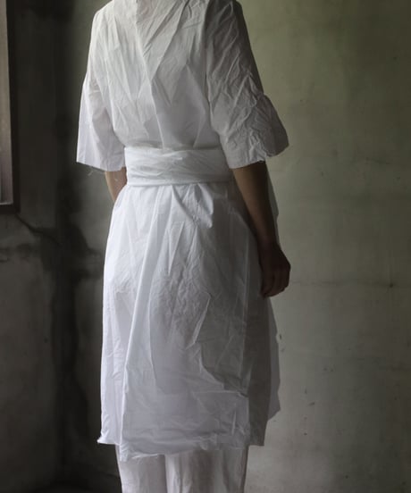 SCHA シャー/ Round Neck Elbow-lenght Sleeve Dress Short " OE "-PAPER COTTON - / Sc-23010( Art#1667)