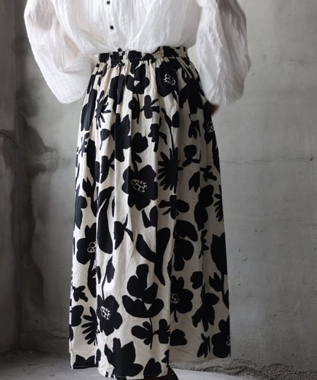 cavane キャヴァネ / Gatehered Petti Skirt Cotton&linenスカート/ ca-26050