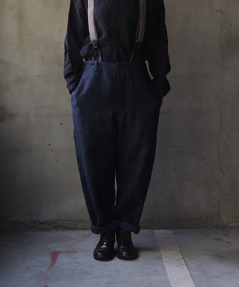 cavane キャヴァネ / Over pants with suspenders Wool/