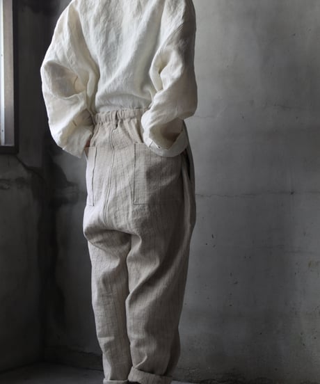 klauseクロイゼ / C/L Stripe Loose Fitting Tapered Trousers (平織/中厚手) / kla-25009