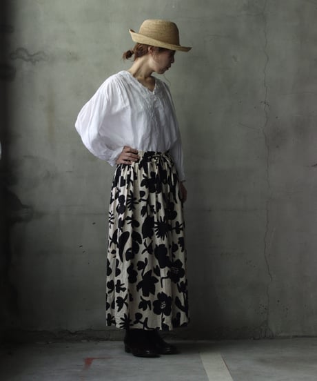 cavane キャヴァネ / Gatehered Petti Skirt Cotton&linenスカート/ ca-26071