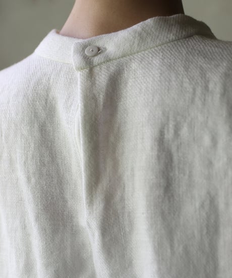 klauseクロイゼ / Band collar Shirt Long Belarus Linen(綾織/中厚手)ワンピース/ kla-25007