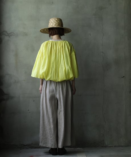 cavane キャヴァネ / Wide-sleeves with waist drawstring linen100 blouseブラウス / ca-25106