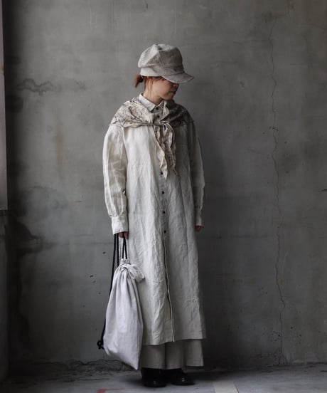 cavane キャヴァネ / Shirt-Dress Linen100硫化染めワンピース / ca-26020
