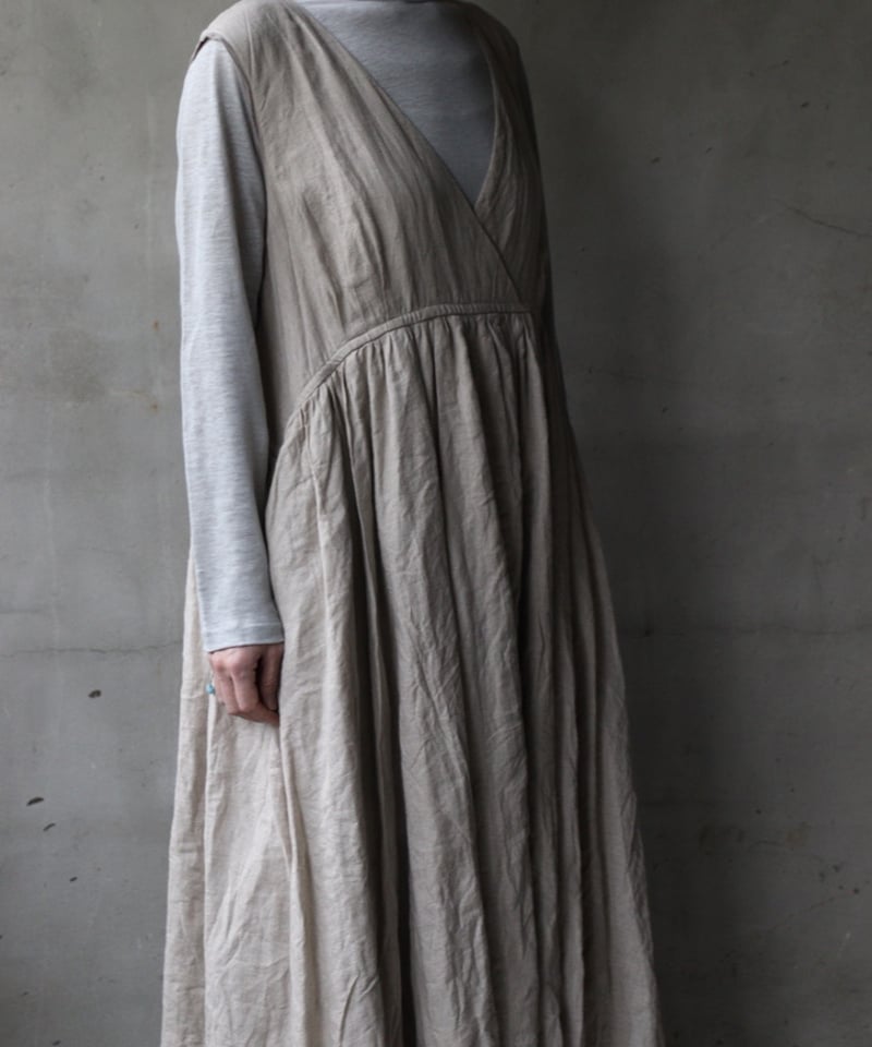 cavane キャヴァネ / Gathered dress linenワンピース / ca-2