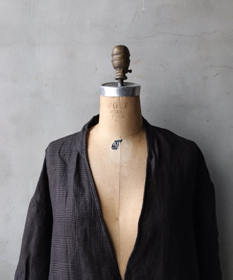 klauseクロイゼ / Gown Middle Lenght French Linen Glen Check / kla-26014