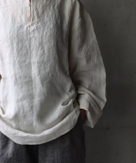 klauseクロイゼ / Sun-dried Linen C.S Slit Neck Shirtシャツ/ kla-25013