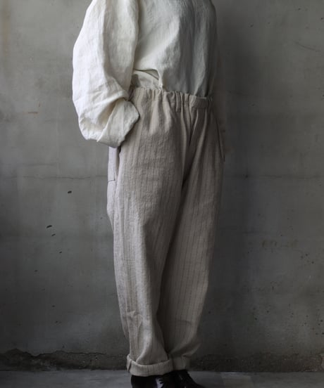 klauseクロイゼ / C/L Stripe Loose Fitting Tapered Trousers (平織/中厚手) / kla-25009
