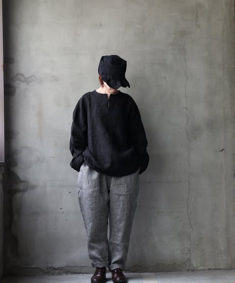 klauseクロイゼ / Sun-dried Linen C.S Slit Neck Shirtシャツ/ kla-25014