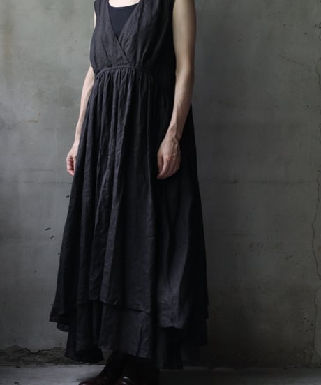 cavane キャヴァネ / Gathered dress linen100ワンピース / ca-25119