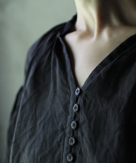 cavane キャヴァネ / Wide-sleeves with waist drawstring linen100 blouseブラウス / ca-25105