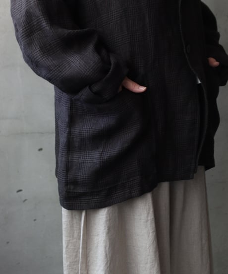 klauseクロイゼ / French Linen Glen Check Tailored Jacketジャケット/ kla-26033