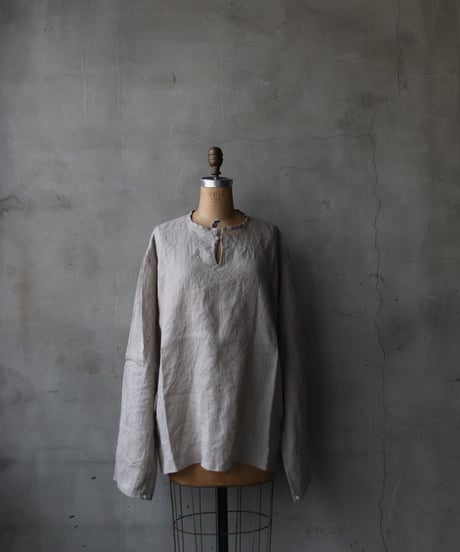 klauseクロイゼ / Belarus Linen平織/薄手C.S.Slit Neck Shirt / kla-26010