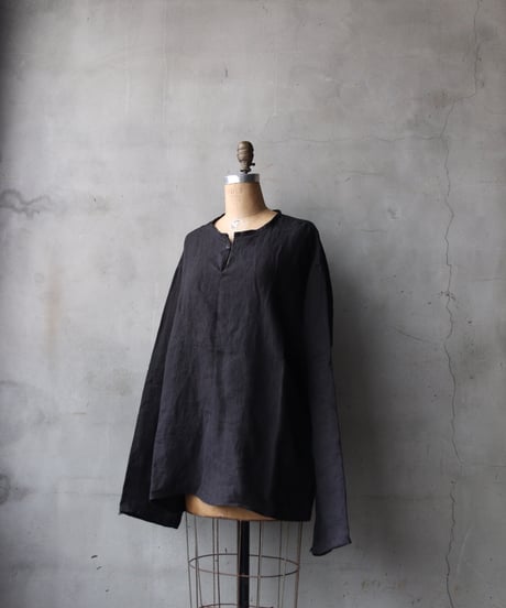 klauseクロイゼ / 天日干し綾Twill Linen C.S Slit Neck Shirt / kla-26026
