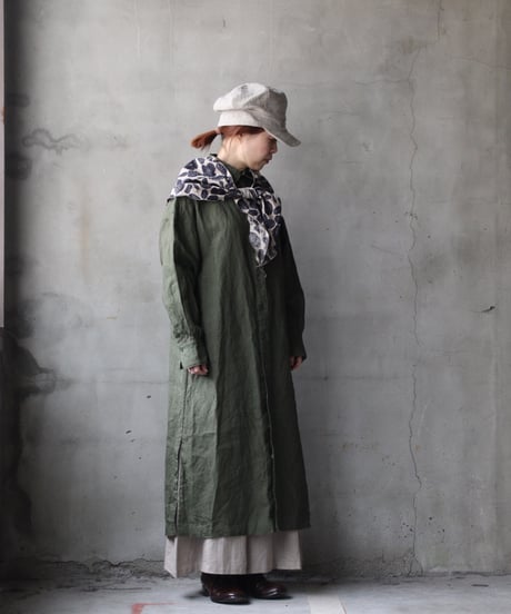 cavane キャヴァネ / Shirt-Dress Linen100硫化染めワンピース / ca-26019