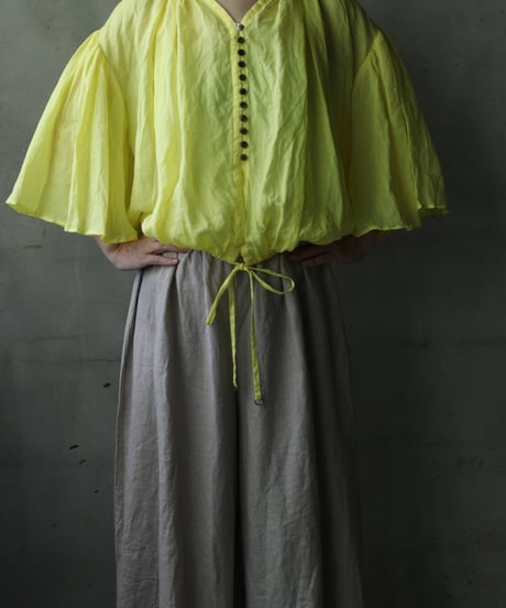 cavane キャヴァネ / Wide-sleeves with waist drawstring linen100 blouseブラウス / ca-25106