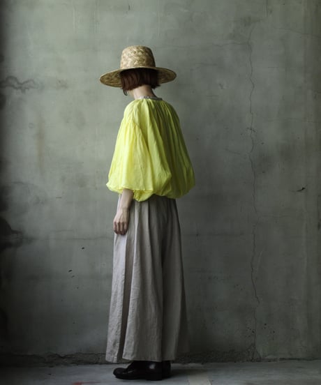 cavane キャヴァネ / Wide-sleeves with waist drawstring linen100 blouseブラウス / ca-25106