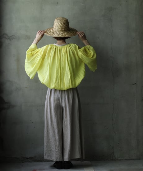 cavane キャヴァネ / Wide-sleeves with waist drawstring linen100 blouseブラウス / ca-25106