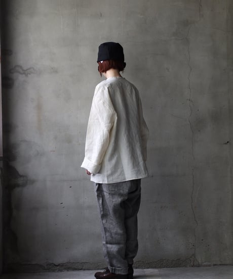 klauseクロイゼ / Sun-dried Linen C.S Slit Neck Shirtシャツ/ kla-25013