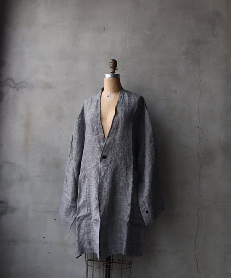 klauseクロイゼ / Gown Middle Lenght French Linen Glen Check / kla-26015