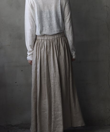 cavane キャヴァネ / Gathered skirt with side button linen100 スカート / ca-25150