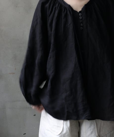 cavane キャヴァネ / Raglan puff-sleeve blouse Linen100天日干しブラウス / ca-26048