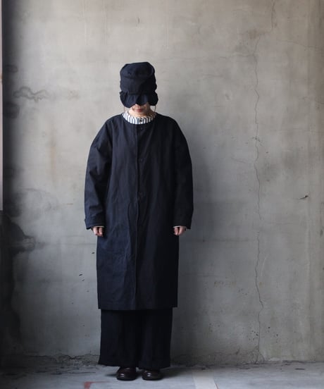 cavane キャヴァネ / Round-Coat Linen/Cotton100硫化染めコート / ca-26017