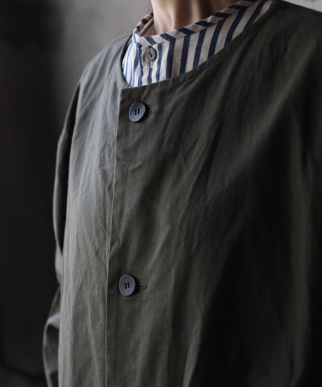 cavane キャヴァネ / Round-Coat Linen/Cotton100硫化染めコート / ca-26018