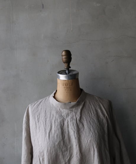 klauseクロイゼ / Belarus Linen Band Collar Shirt Long Dress/ kla-26001