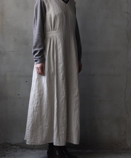 cavane キャヴァネ / Gathered dressⅡ wool & linen ワンピース / ca-25179