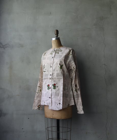 ALEKSANDR MANAMISアレクサンダーマナミ/ COLLARLESS WINTER HERBARIUM PRINT SHIRTブラウス / am-24027
