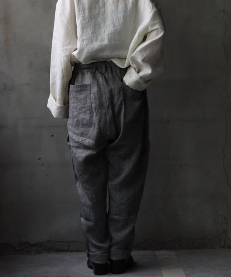 klauseクロイゼ / Linen Herring-bone Loose Fitting Tapered Trousers (ヘリンボーン) / kla-25017