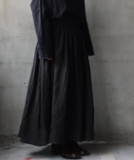cavane キャヴァネ / Gathered skirt with side button linen100 スカート / ca-25145A