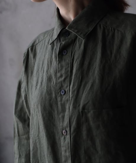 cavane キャヴァネ / Shirt-Dress Linen100硫化染めワンピース / ca-26019