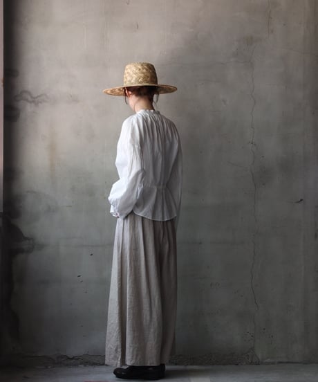 cavane キャヴァネ / Stand collar with waist drawstring blouse linen100ブラウス / ca-26059
