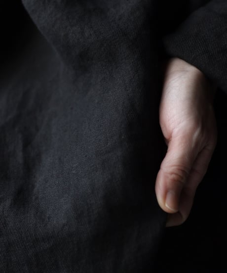 klauseクロイゼ / 天日干しTwill Linen Band Collar Shirt Long Dress/ kla-26002