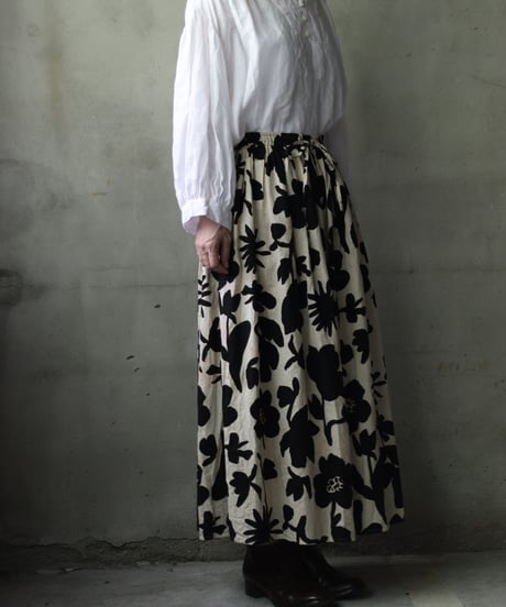 cavane キャヴァネ / Gatehered Petti Skirt Cotton&linenスカート/ ca-26071