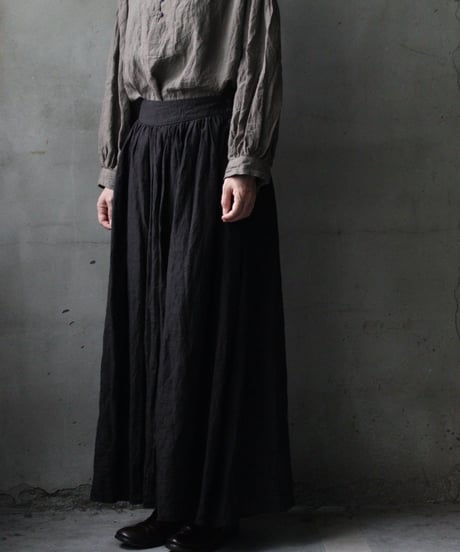 cavane キャヴァネ / Gathered skirt with side button linen100 スカート / ca-25145