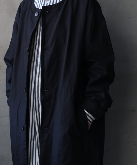cavane キャヴァネ / Round-Coat Linen/Cotton100硫化染めコート / ca-26017