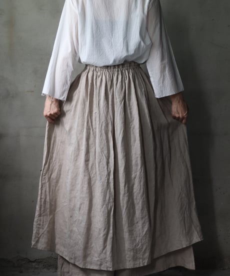 cavane キャヴァネ / Gatehered Petti Skirt Linen100スカート/ca-25142