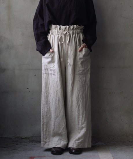 cavane キャヴァネ / Side-Pocket wide pants wool/linenパンツ / ca-25156