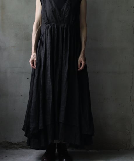 cavane キャヴァネ / Gathered dress linen100ワンピース / ca-25119