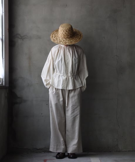 cavane キャヴァネ / Stand collar with waist drawstring blouse cotton&linenブラウス / ca-26058