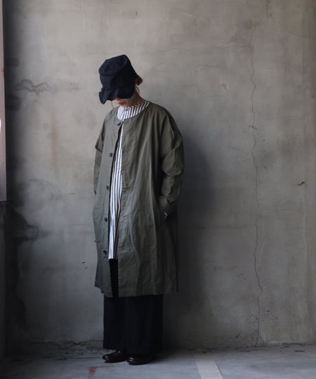 cavane キャヴァネ / Round-Coat Linen/Cotton100硫化染めコート / ca-26018