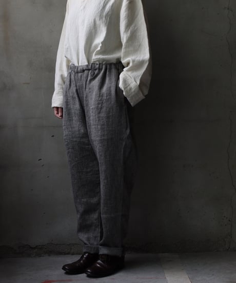 klauseクロイゼ / Linen Herring-bone Loose Fitting Tapered Trousers (ヘリンボーン) / kla-25017